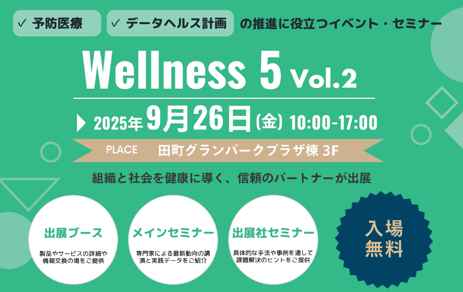 Wellness 5 (ウェルネス ファイブ) vol.2 2025　組織と社会を健康に導く、信頼のパートナーが出展
