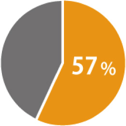 鉄鋼・金属・非金属・繊維分野:57%のグラフ